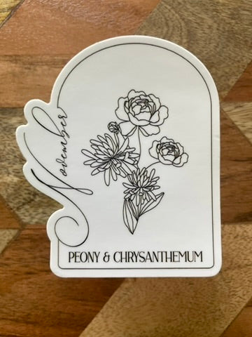 November Floral Sticker