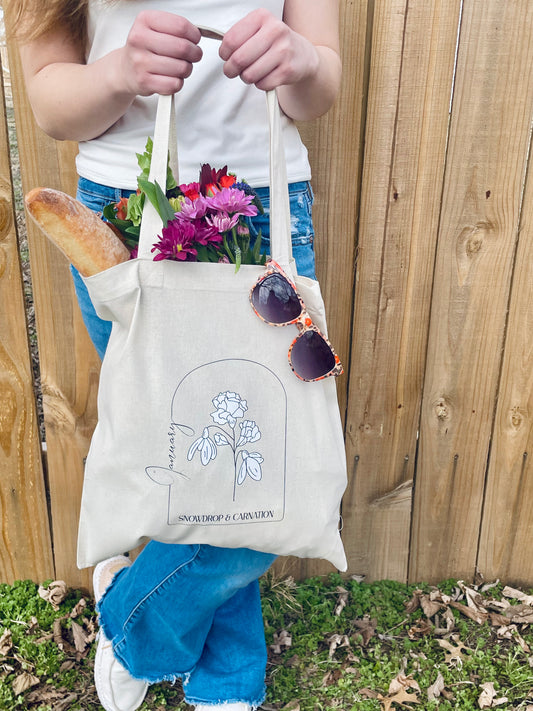 Birth Month Floral Tote - January