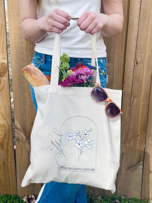 Birth Month Floral Tote - March