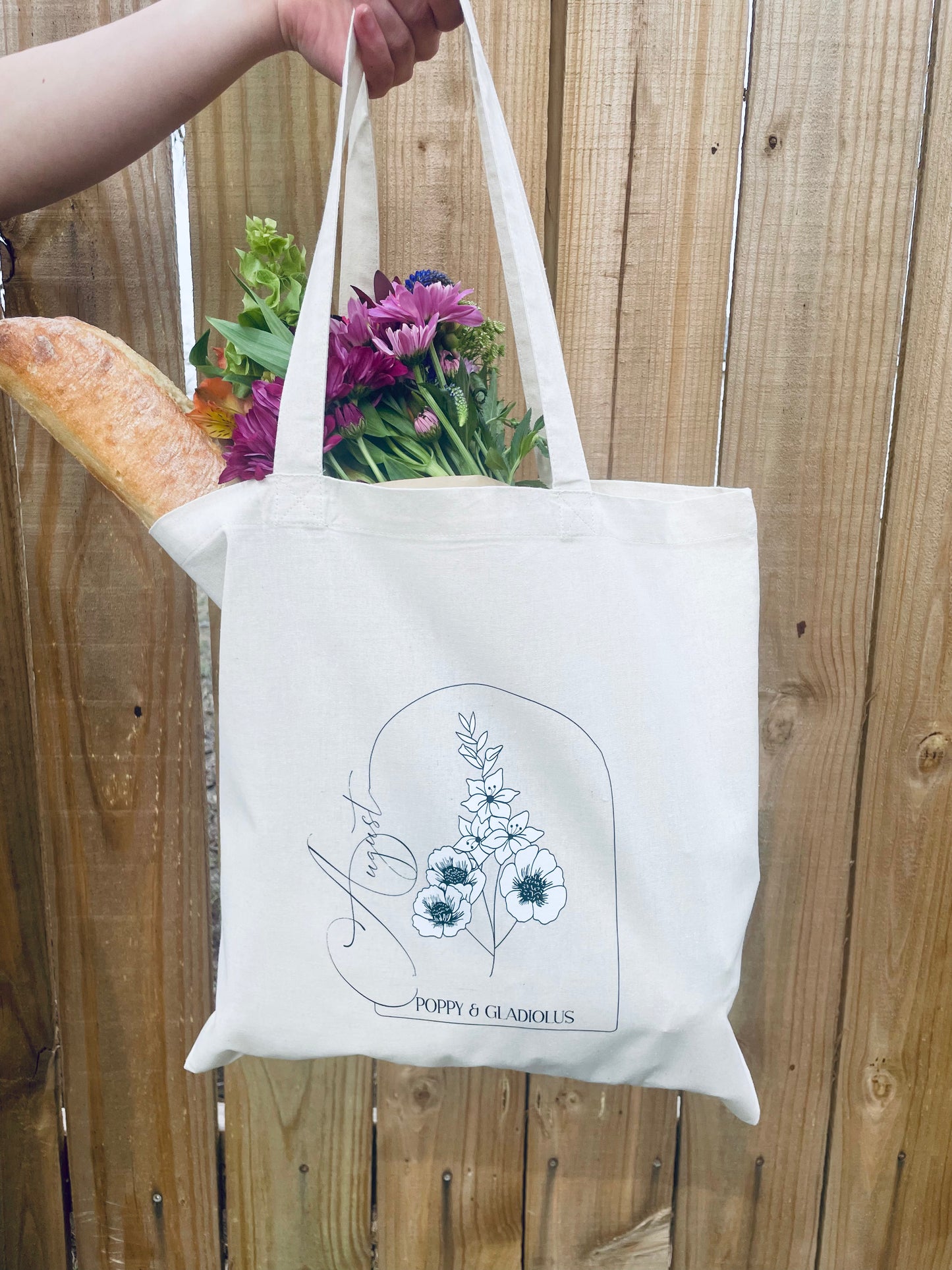 Birth Month Floral Tote - August