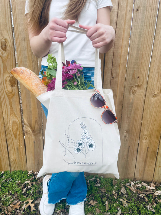 Birth Month Floral Tote - August