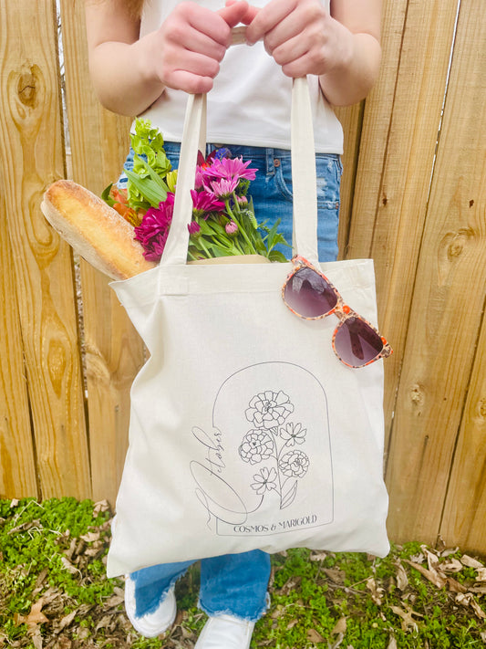 Birth Month Floral Tote - October