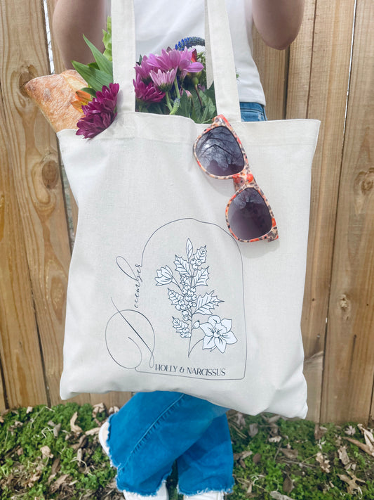 Birth Month Floral Tote - December