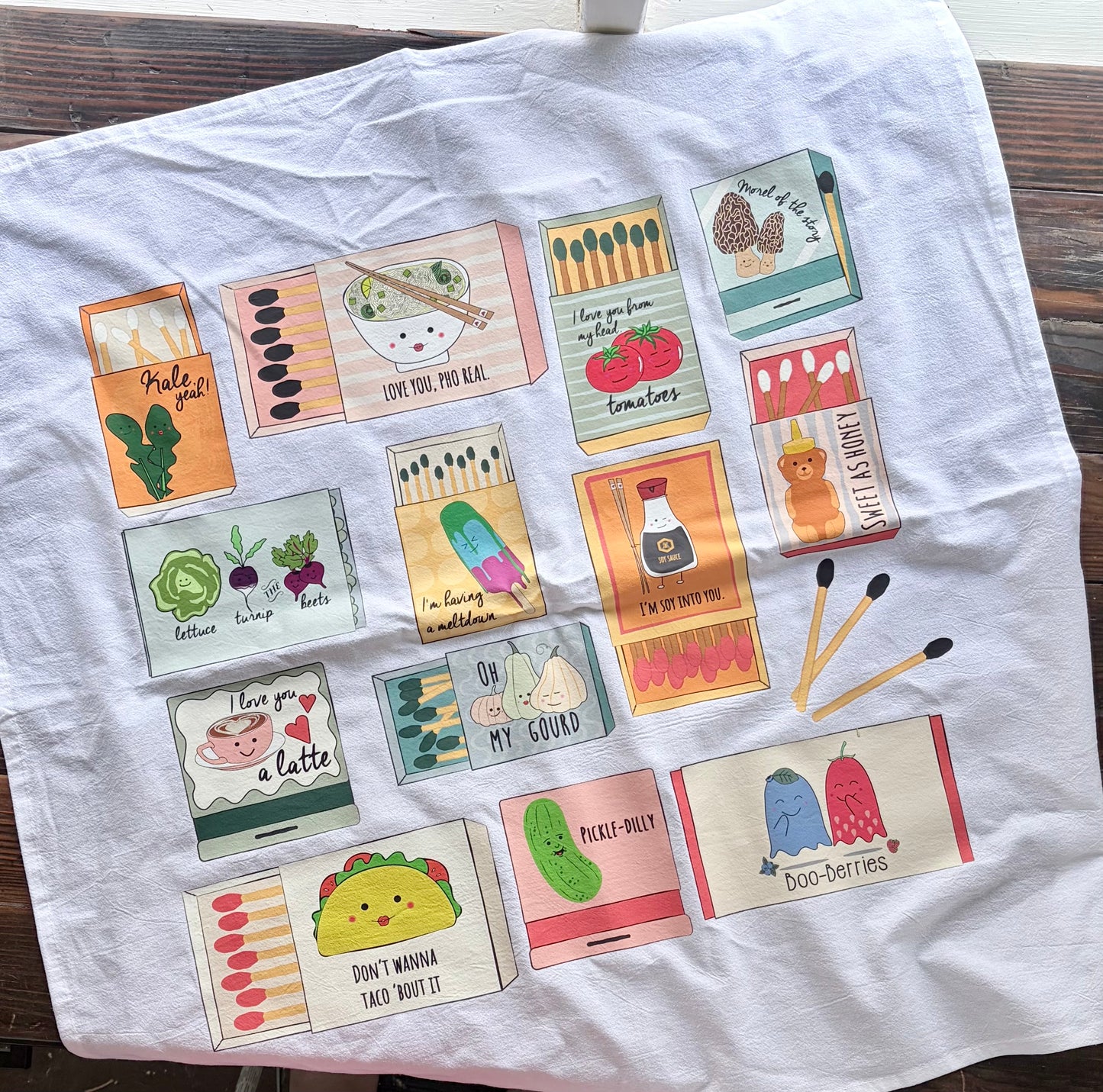 Punny Matchbox Tea Towel