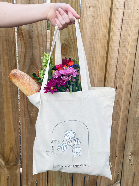 Birth Month Floral Tote - January