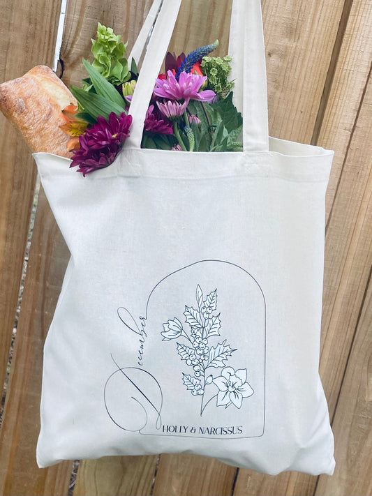 Birth Month Floral Tote - December