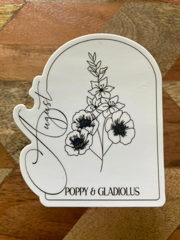 August Floral Sticker