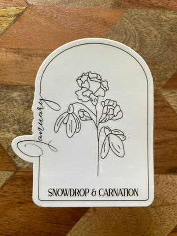 January Floral Sticker