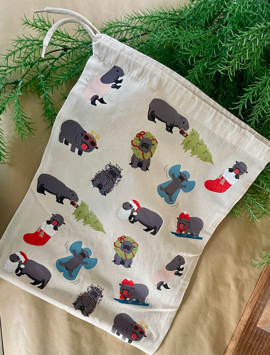Mars Hippo Drawstring Gift Bag