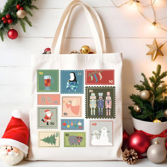 Holiday Stamps Tote Bag